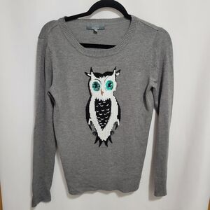 Gray by Saks Fifth Avenue Gray Owl Sweater. Size XS